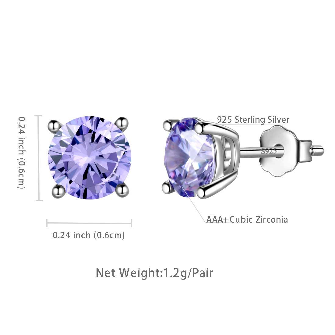 Tokyo Mart Round Birthstone June Alexandrite Earrings Stud Women Girls Jewelry Birthday Gift Sterling Silver