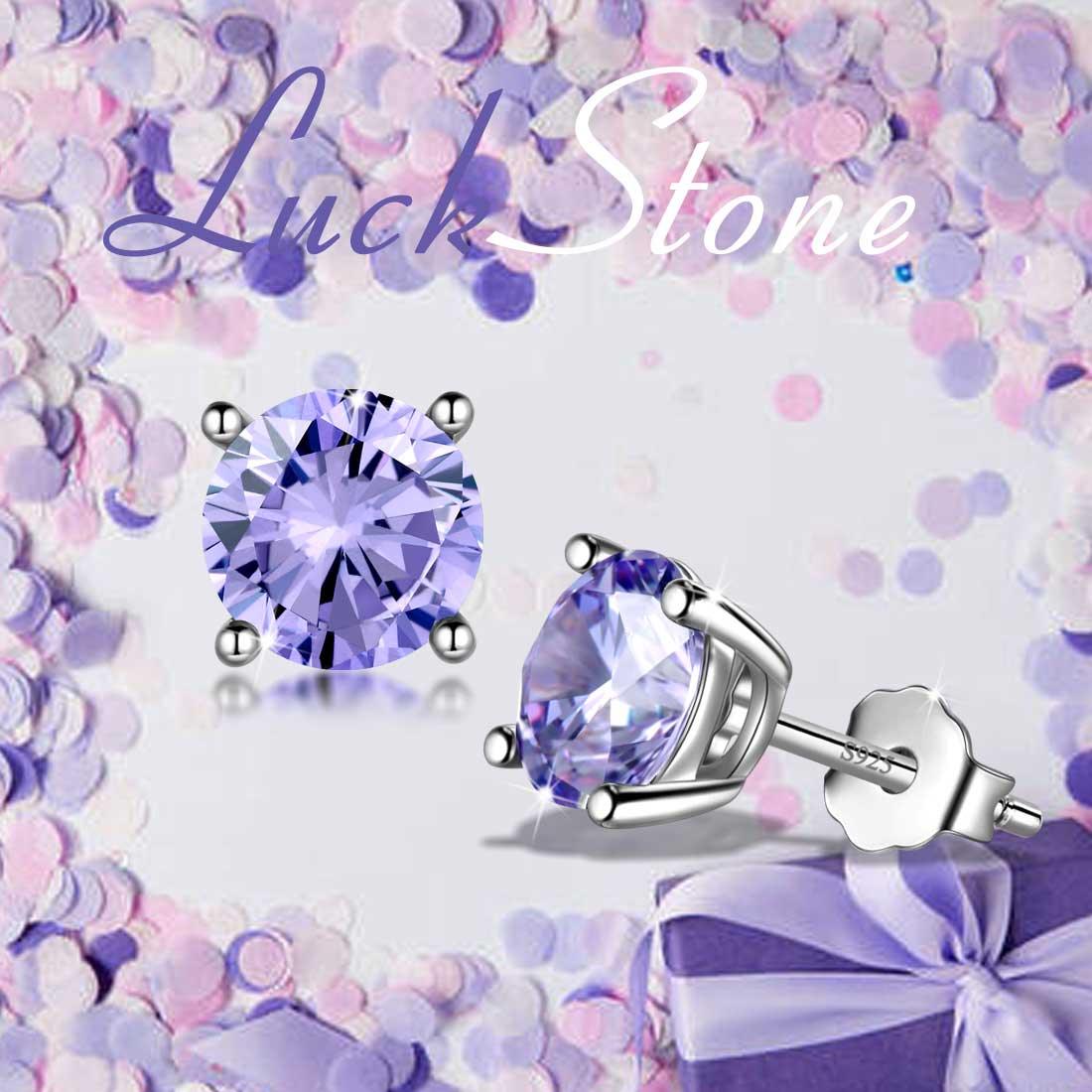 Tokyo Mart Round Birthstone June Alexandrite Earrings Stud Women Girls Jewelry Birthday Gift Sterling Silver