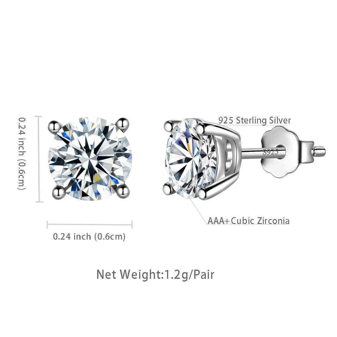 Tokyo Mart Round Birthstone April Diamond Earrings Stud Women Girls Jewelry Birthday Gift Sterling Silver