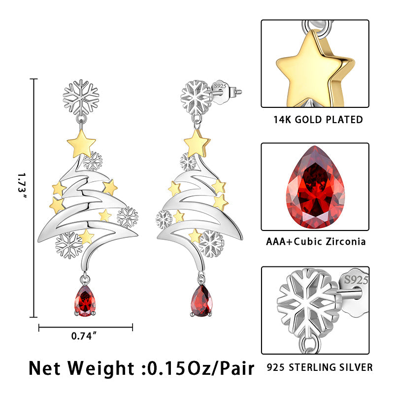 Tokyo Mart 925 Sterling Silver Cute Christmas Tree Dangle Earrings Christmas Costume Jewelry Gifts for Women Girls Xmas Party Jewelry Gift