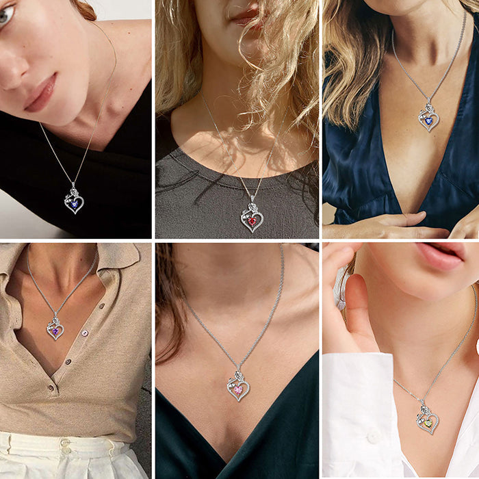 Tokyo Mart Women Birthstone Necklace Rose Flower Heart Pendant Necklace Fine Jewelry Anniversary Birthday Christmas Gifts for Girls