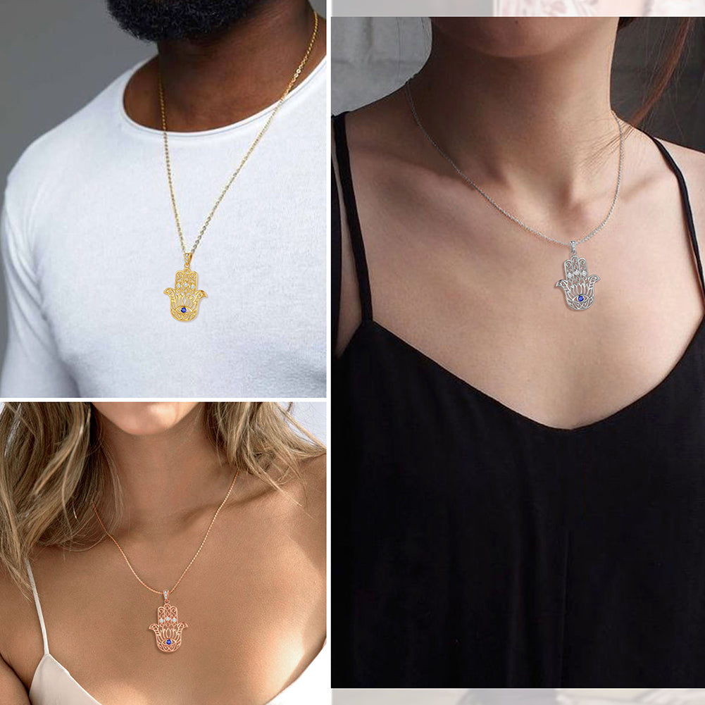 Tokyo Mart Women Evil Eye Necklace Men Amulet Jewelry Gifts Lotus Fatima Hamsa Hand Pendant