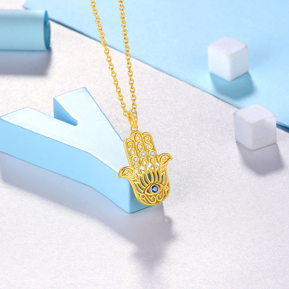 Tokyo Mart Women Evil Eye Necklace Men Amulet Jewelry Gifts Lotus Fatima Hamsa Hand Pendant