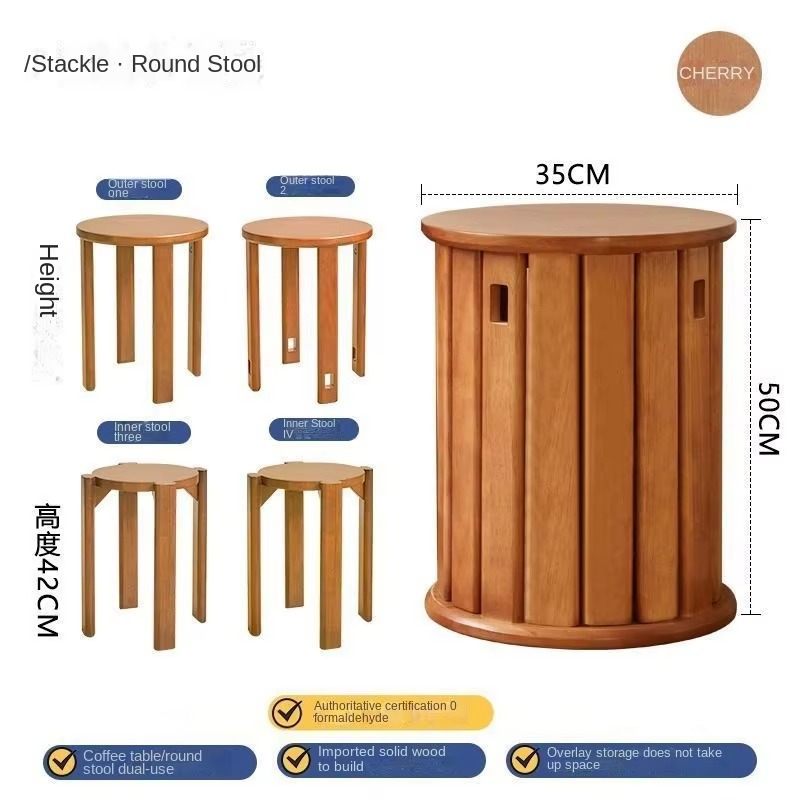 Tokyo Mart Round Wooden Chairs