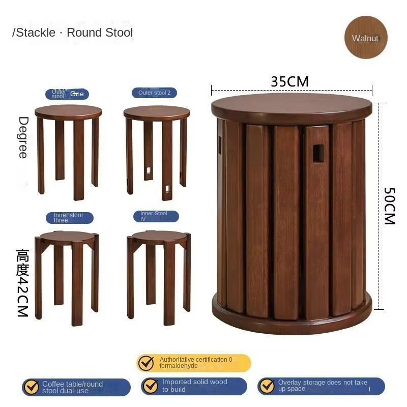 Tokyo Mart Round Wooden Chairs