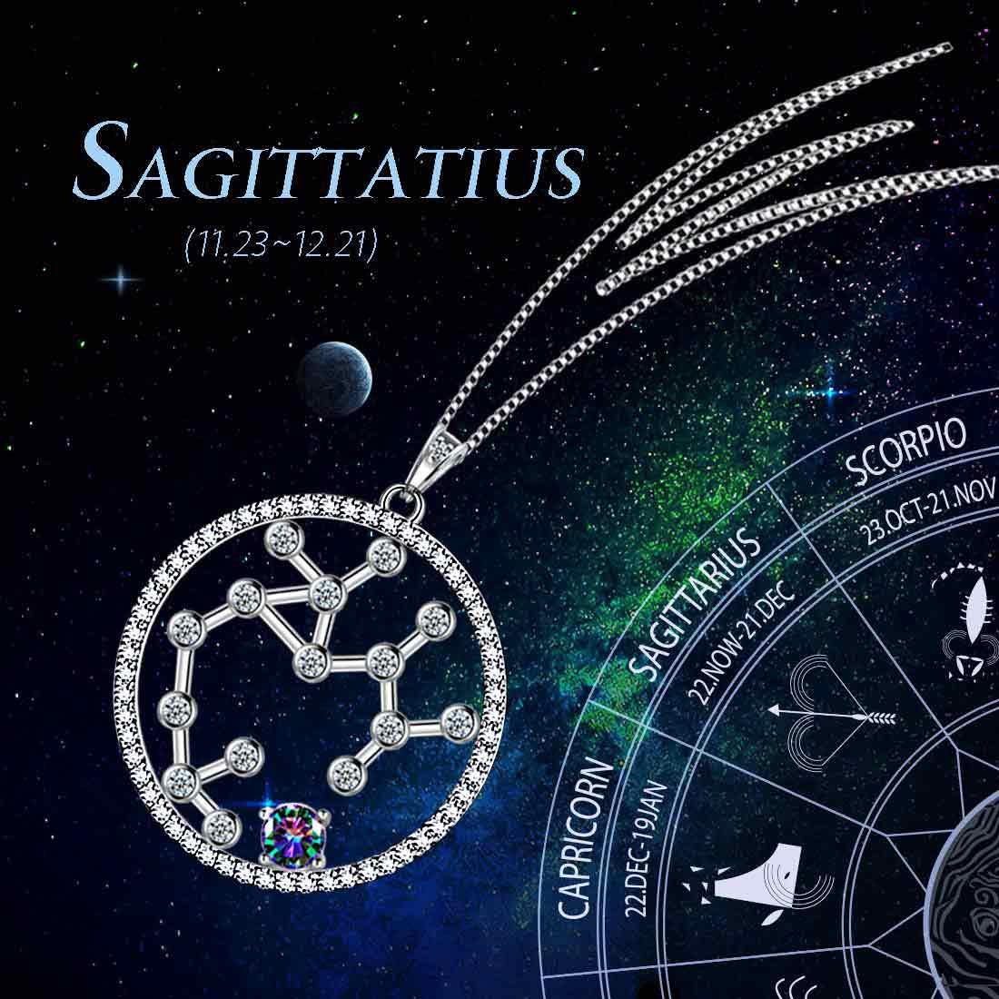 Tokyo Mart Sagittarius Zodiac Necklace Pendant Women Girls Jewelry Birthday Gift Mystic Topaz 925 Silver