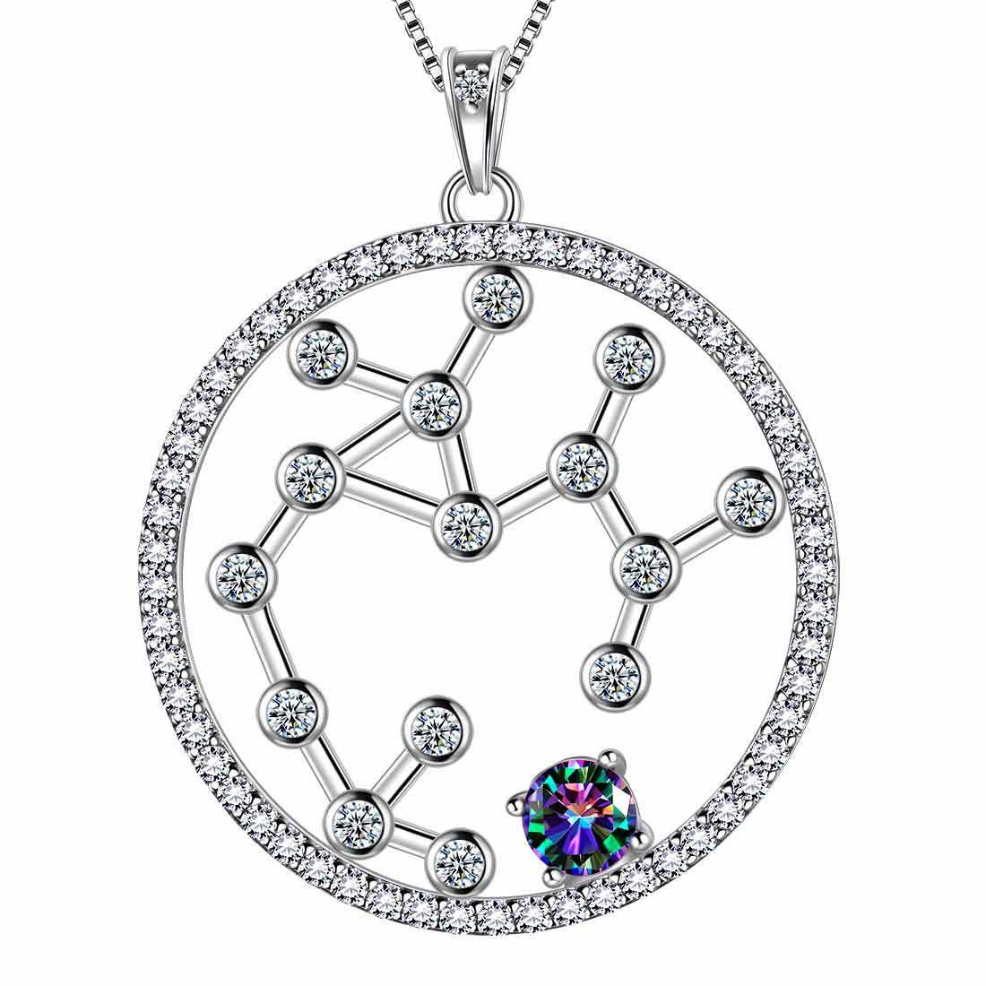 Tokyo Mart Sagittarius Zodiac Necklace Pendant Women Girls Jewelry Birthday Gift Mystic Topaz 925 Silver