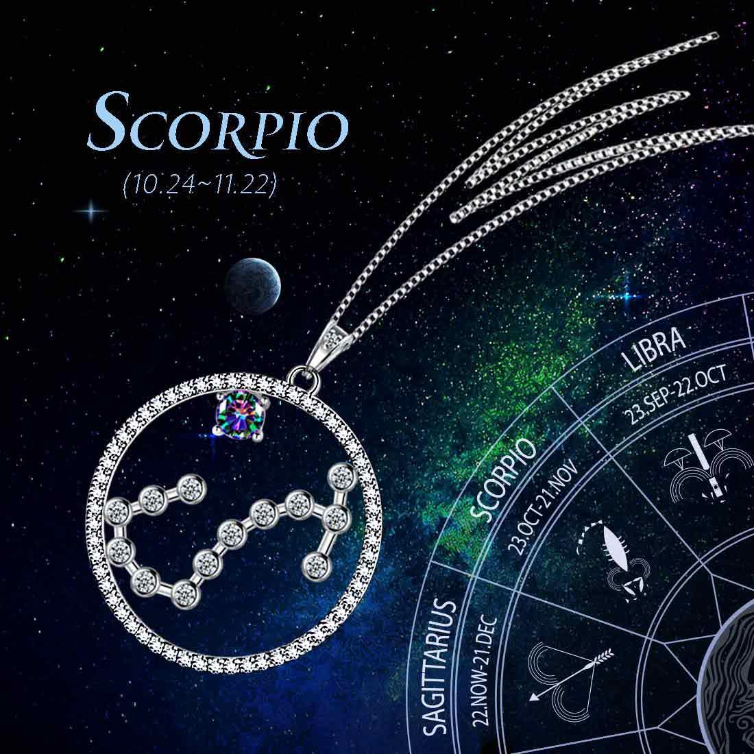 Tokyo Mart Scorpio Zodiac Necklace Pendant Women Girls Jewelry Birthday Gift Mystic Topaz 925 Silver