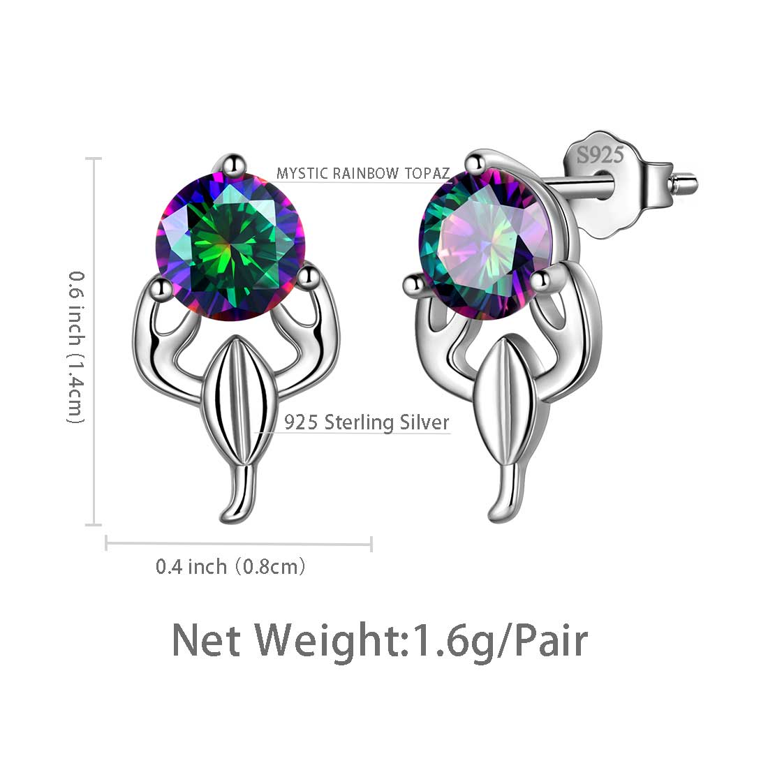 Tokyo Mart Scorpio Stud Earrings Women Girls Constellation Jewelry Mystic Topaz Sterling Silver