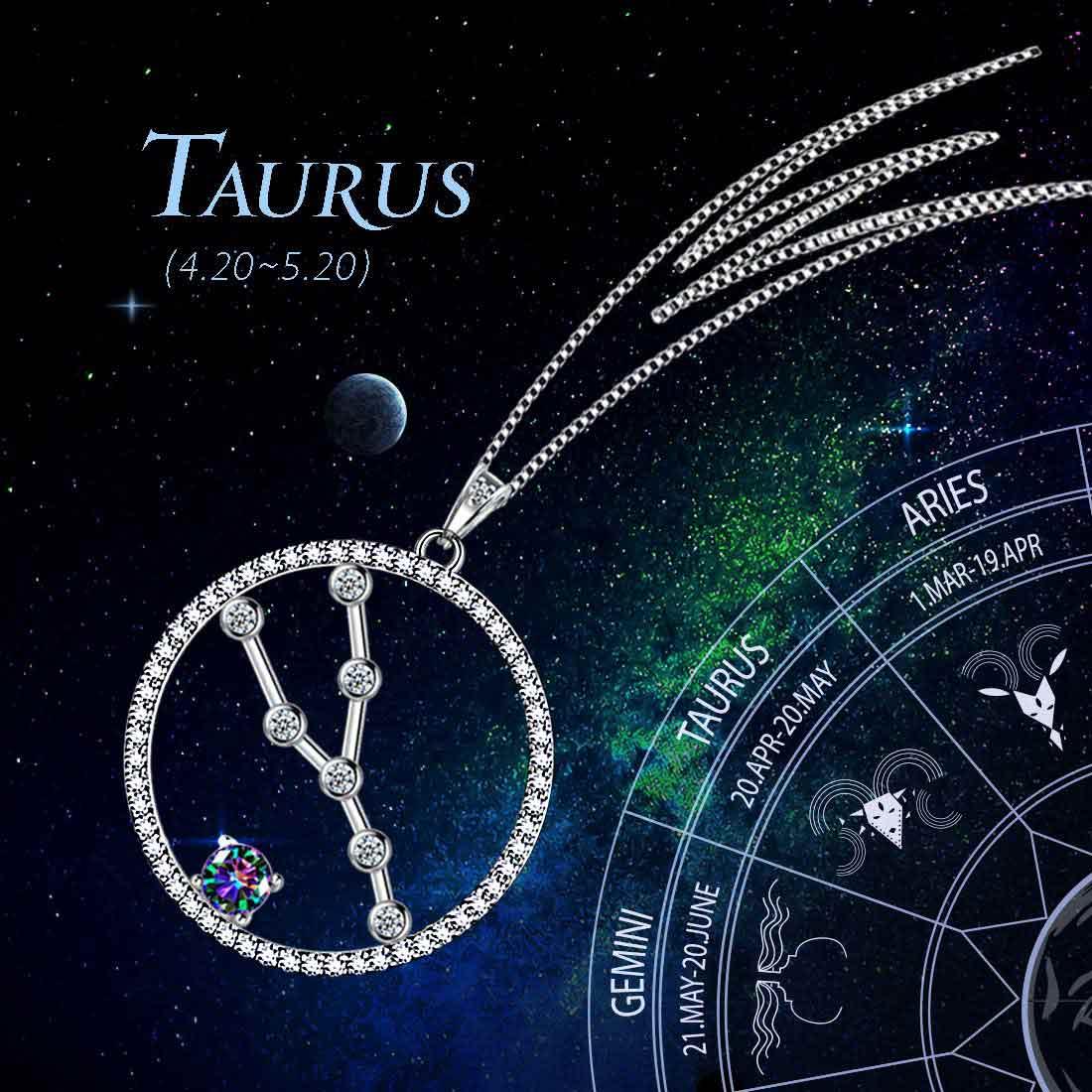 Tokyo Mart Taurus Zodiac Necklace Pendant Women Girls Jewelry Birthday Gift Mystic Topaz 925 Silver