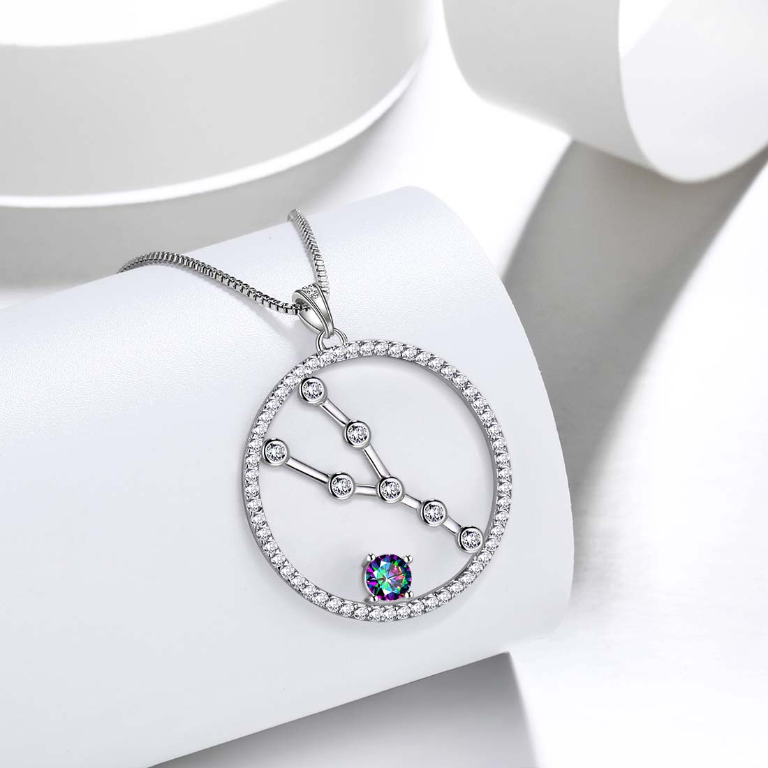 Tokyo Mart Taurus Zodiac Necklace Pendant Women Girls Jewelry Birthday Gift Mystic Topaz 925 Silver