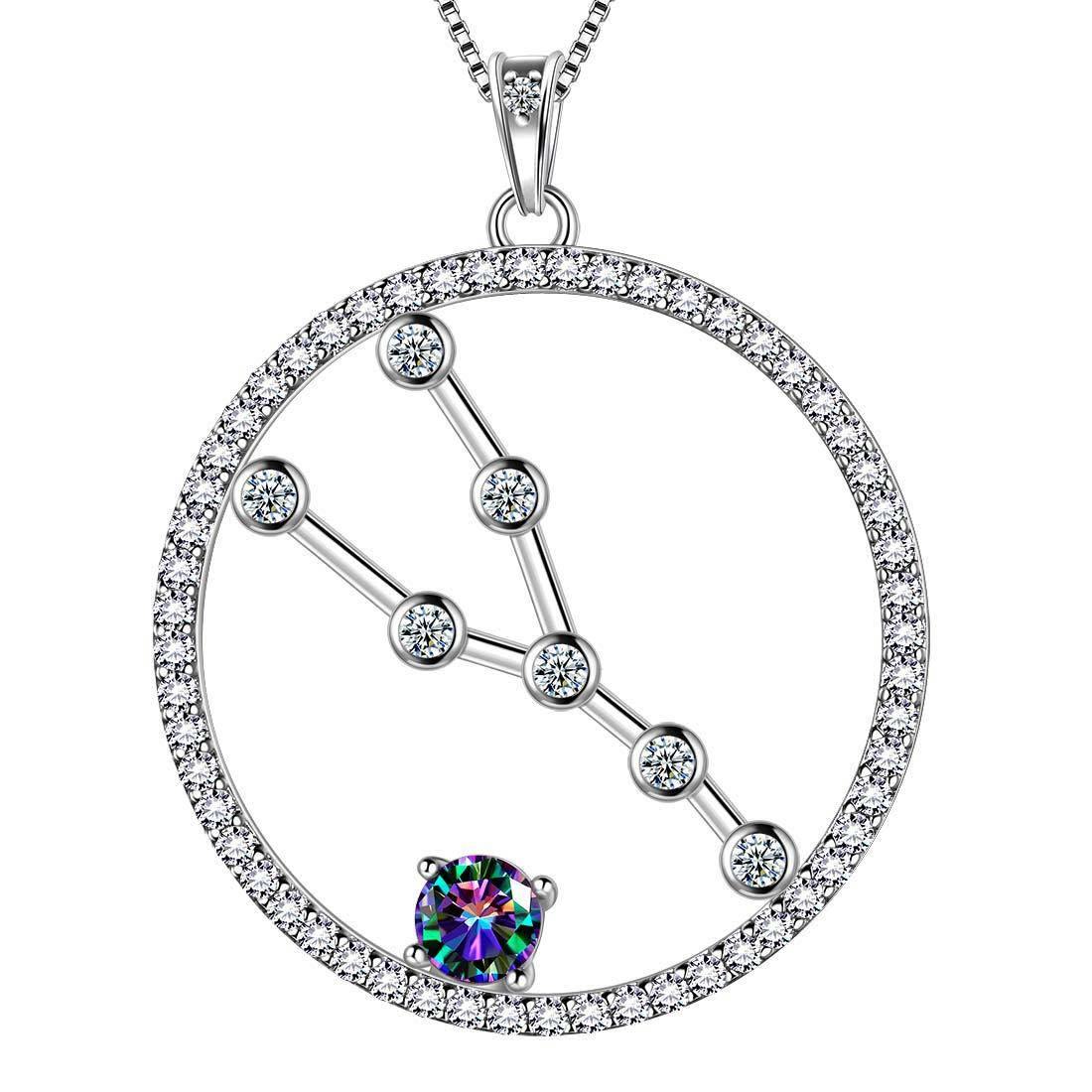 Tokyo Mart Taurus Zodiac Necklace Pendant Women Girls Jewelry Birthday Gift Mystic Topaz 925 Silver