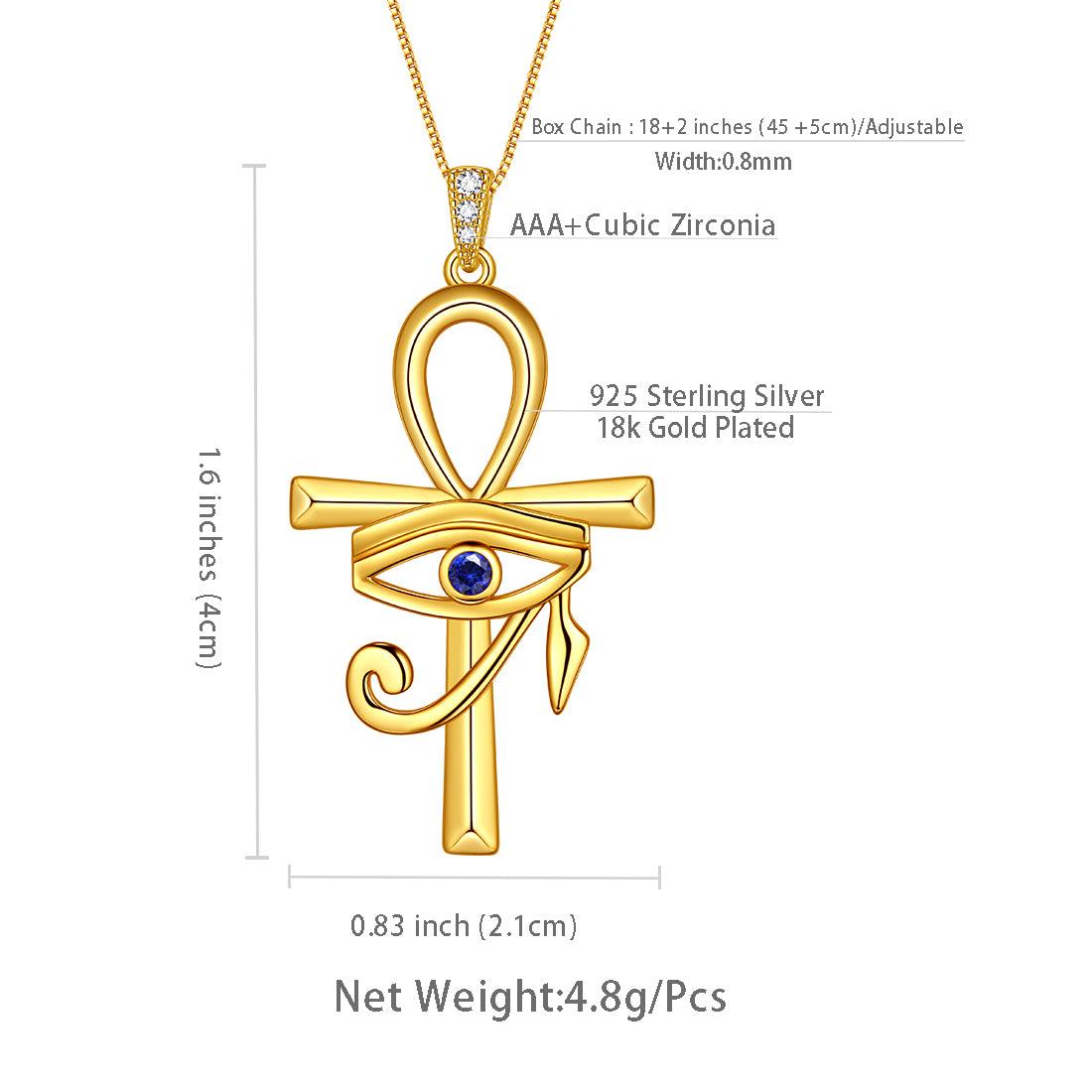 Tokyo Mart Ankh-Kreuz, blaues Auge des Horus, Halskette mit Anhänger, Damen, Herren, Schmuck, Geschenk