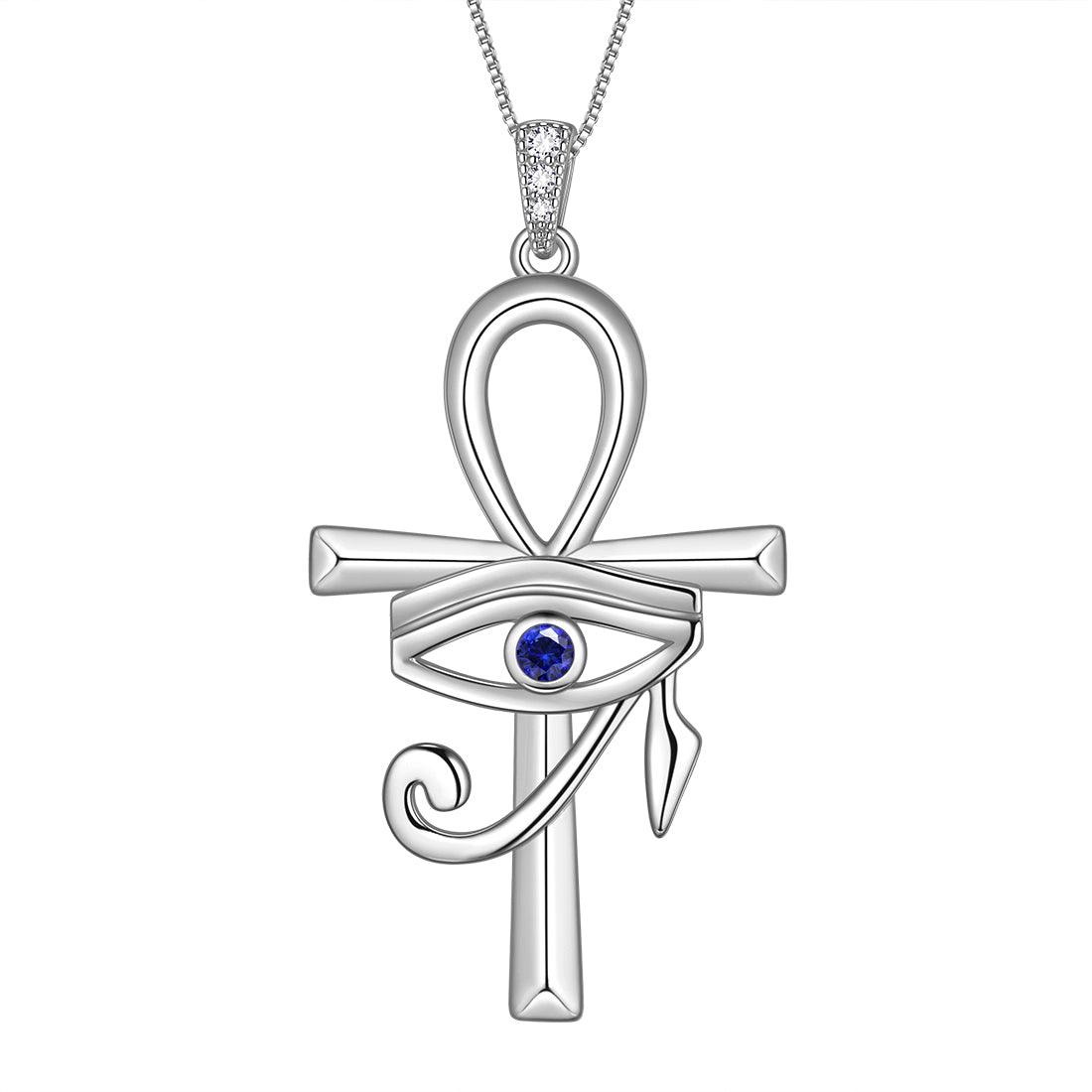 Tokyo Mart Ankh-Kreuz, blaues Auge des Horus, Halskette mit Anhänger, Damen, Herren, Schmuck, Geschenk