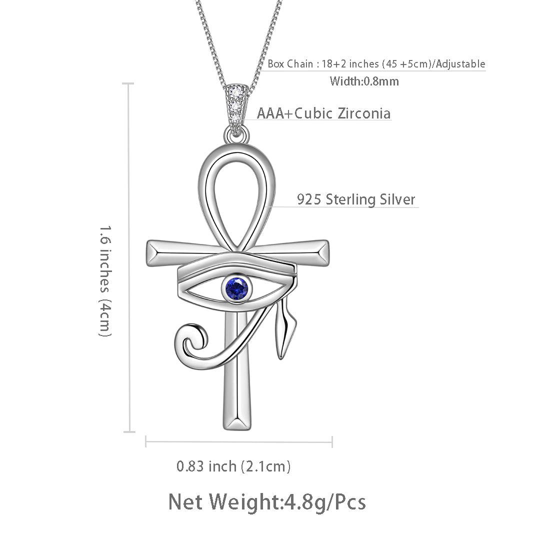 Tokyo Mart Ankh-Kreuz, blaues Auge des Horus, Halskette mit Anhänger, Damen, Herren, Schmuck, Geschenk