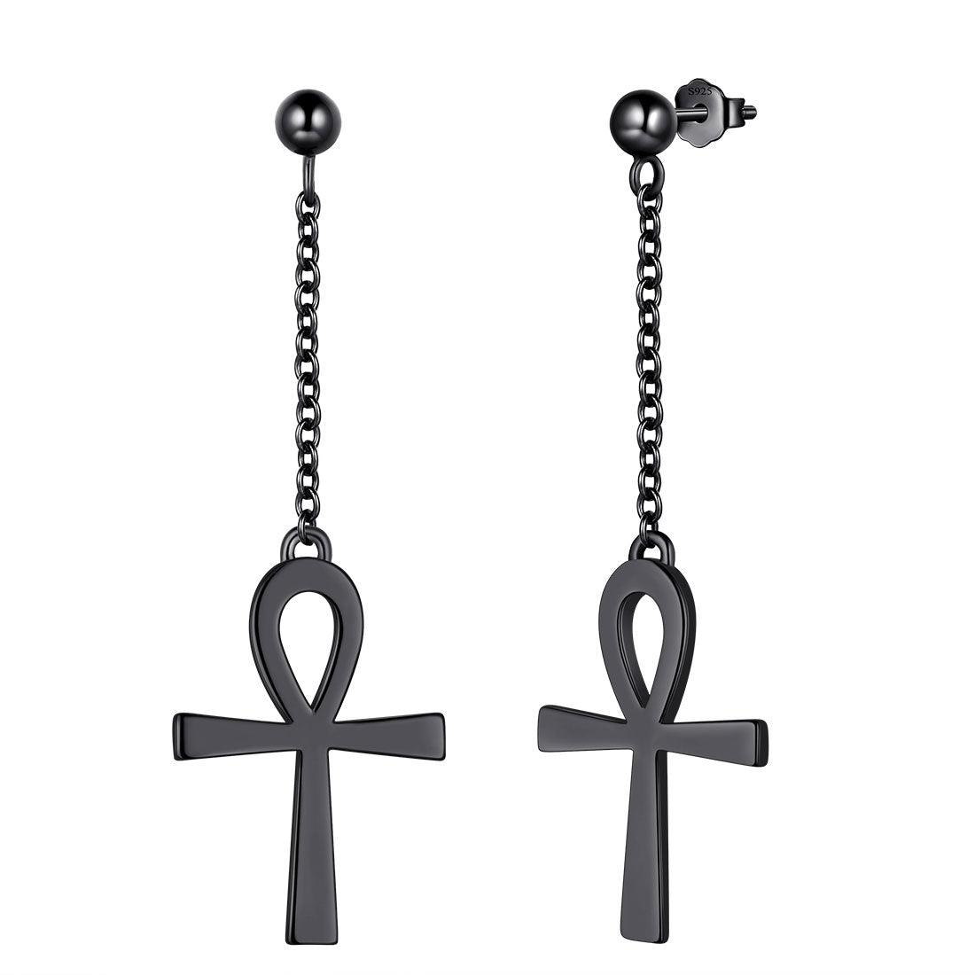 Tokyo Mart Ankh Kreuz baumeln Ohrringe Frauen Herren Schmuck Sterling Silber