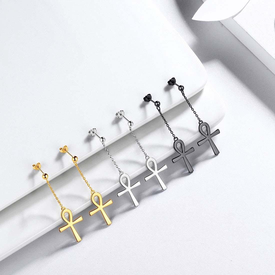 Tokyo Mart Ankh Kreuz baumeln Ohrringe Frauen Herren Schmuck Sterling Silber