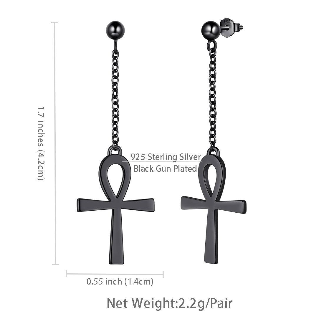 Tokyo Mart Ankh Kreuz baumeln Ohrringe Frauen Herren Schmuck Sterling Silber