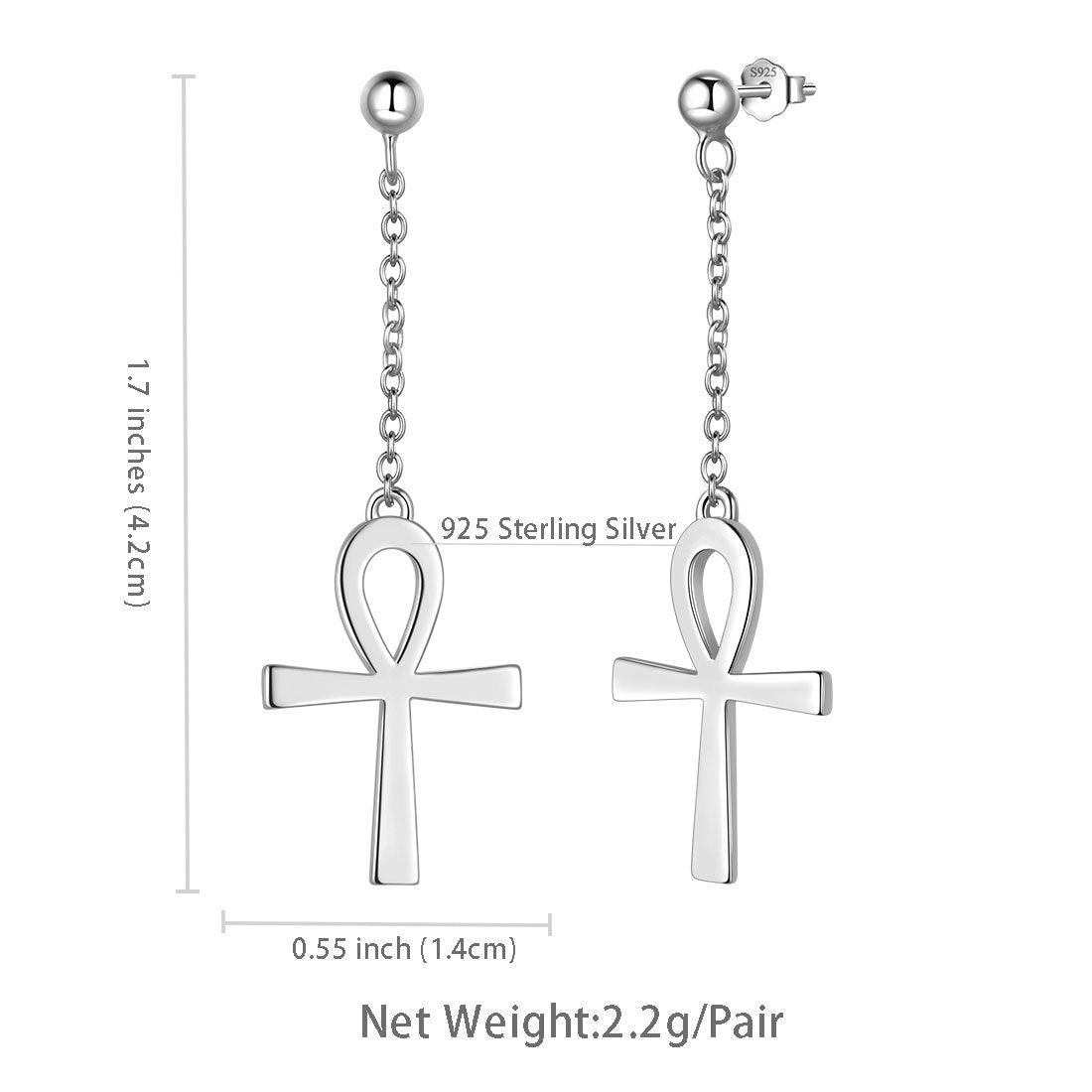Tokyo Mart Ankh Kreuz baumeln Ohrringe Frauen Herren Schmuck Sterling Silber