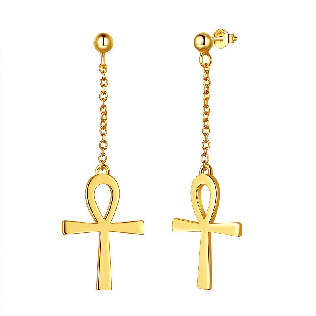 Tokyo Mart Ankh Kreuz baumeln Ohrringe Frauen Herren Schmuck Sterling Silber