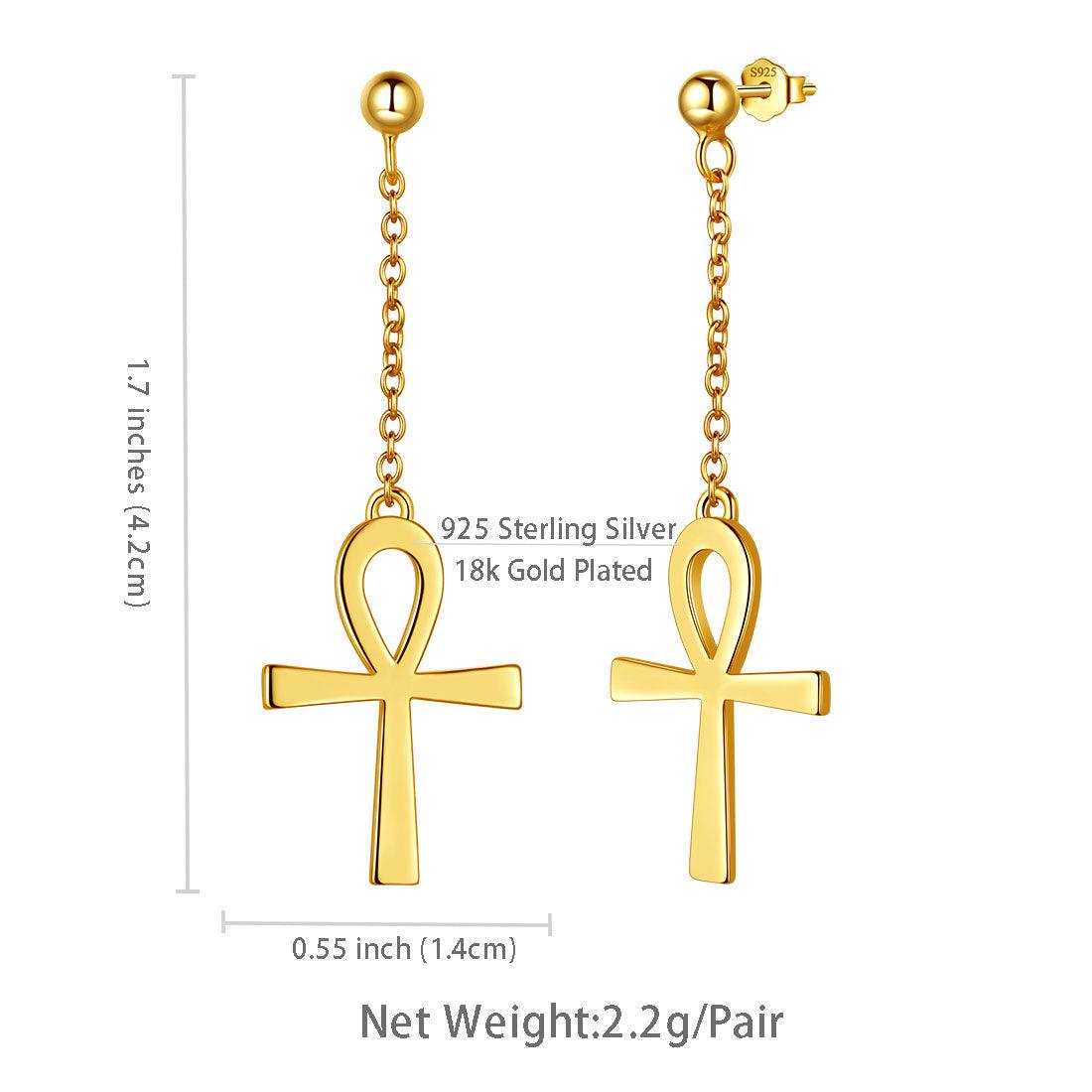 Tokyo Mart Ankh Kreuz baumeln Ohrringe Frauen Herren Schmuck Sterling Silber