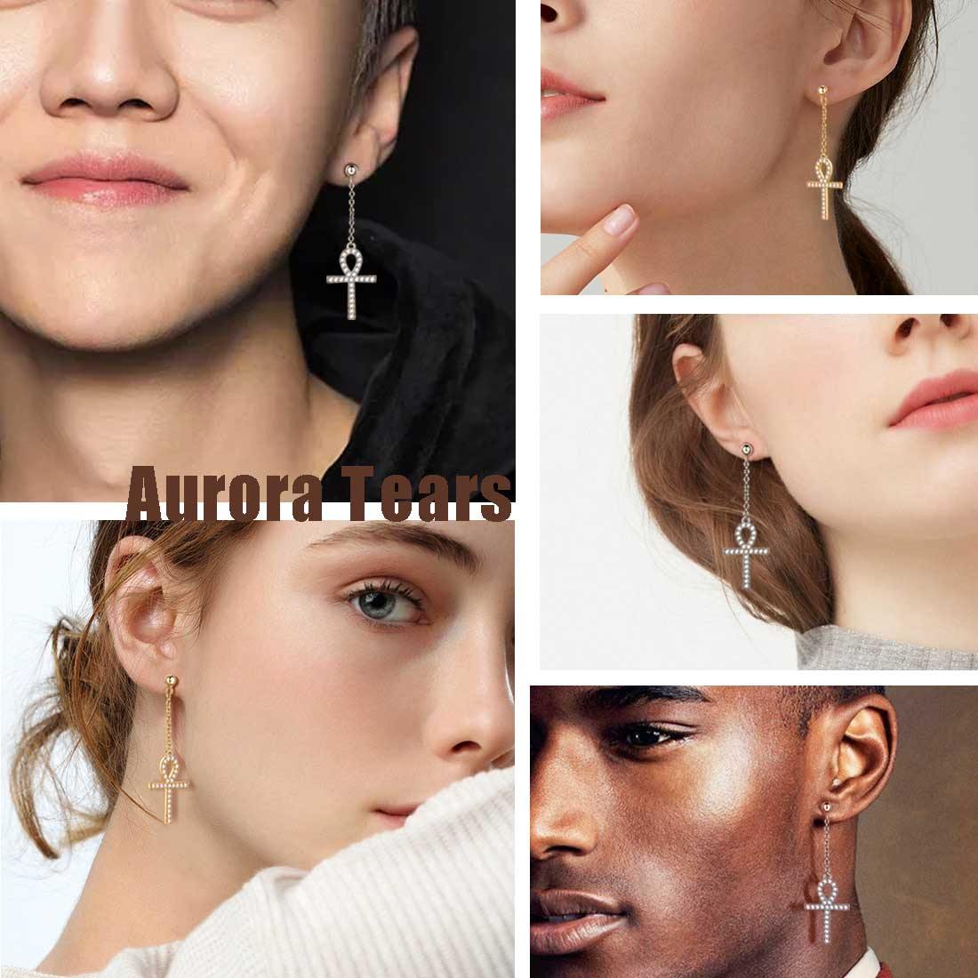 Tokyo Mart Ankh Cross Dangle Earrings Women Mens Jewelry Sterling Silver