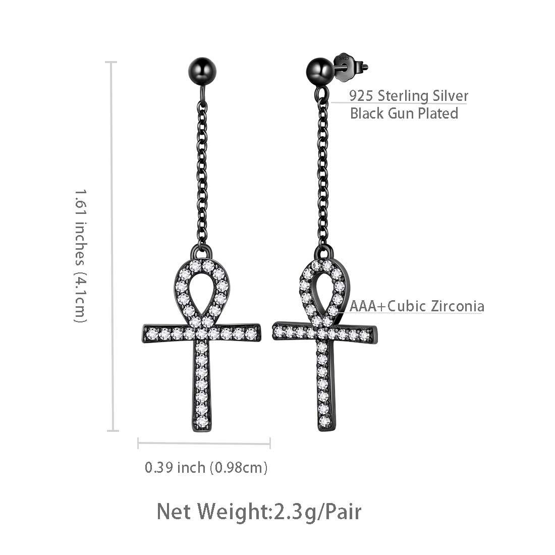 Tokyo Mart Ankh Cross Dangle Earrings Women Mens Jewelry Sterling Silver