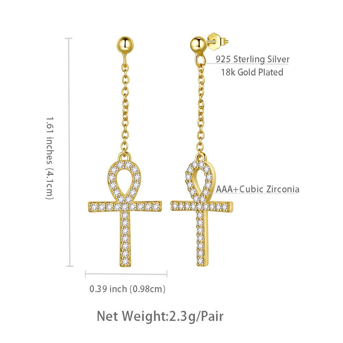 Tokyo Mart Ankh Cross Dangle Earrings Women Mens Jewelry Sterling Silver