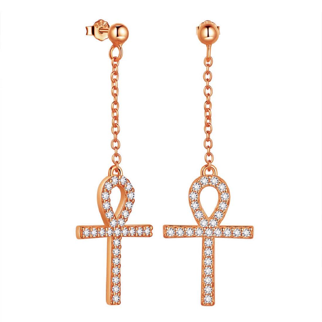 Tokyo Mart Ankh Cross Dangle Earrings Women Mens Jewelry Sterling Silver