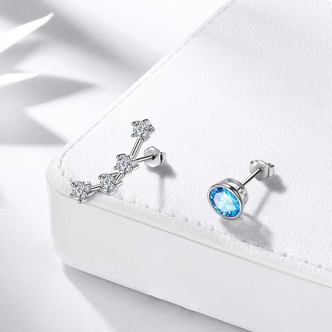Tokyo Mart Aries Earrings March Birthstone Zodiac Studs Women Girls Jewelry Birthday Gift