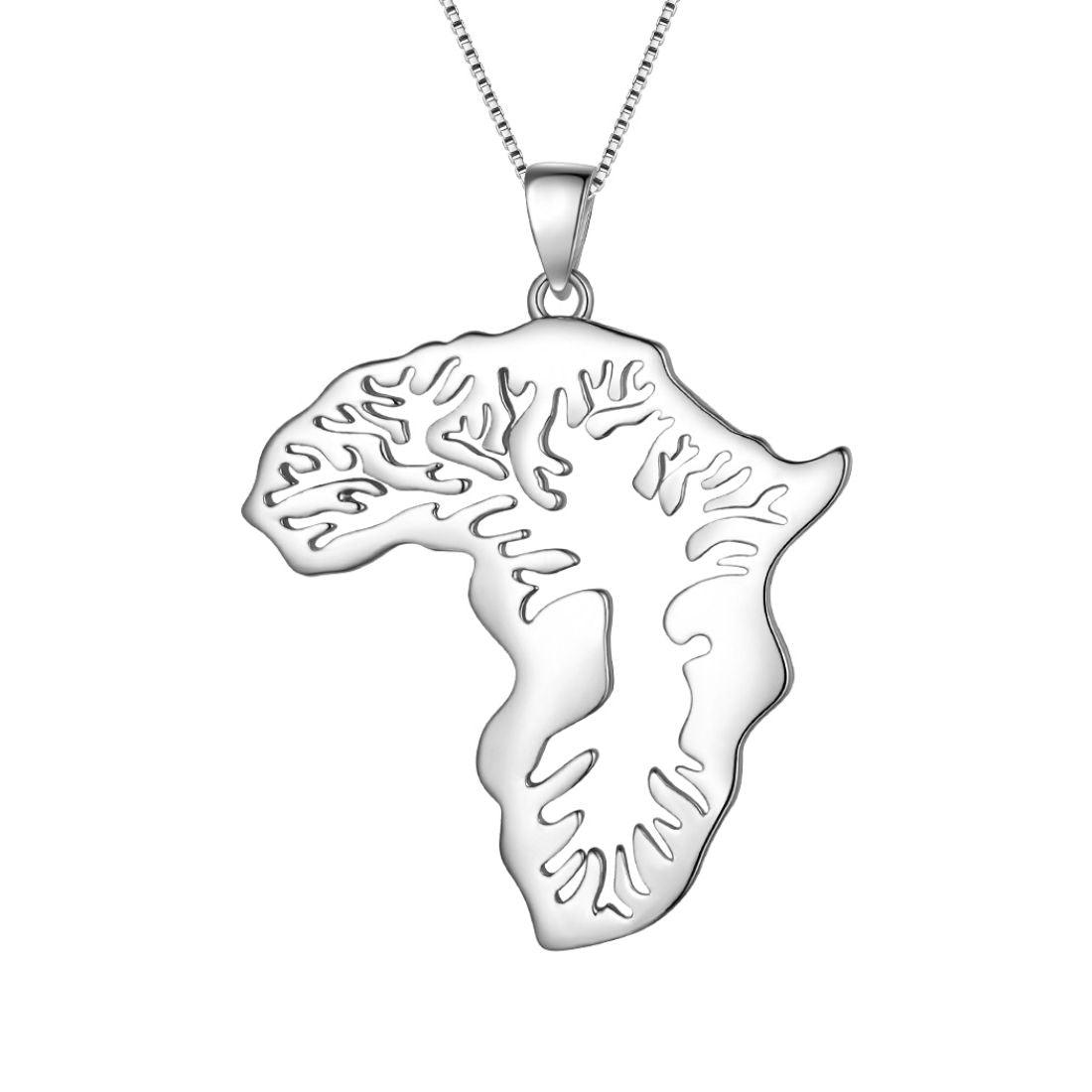 Tokyo Mart Halskette mit afrikanischer Karte, Anhänger, für Damen und Herren, Schmuck, Geschenk, 925 Sterlingsilber