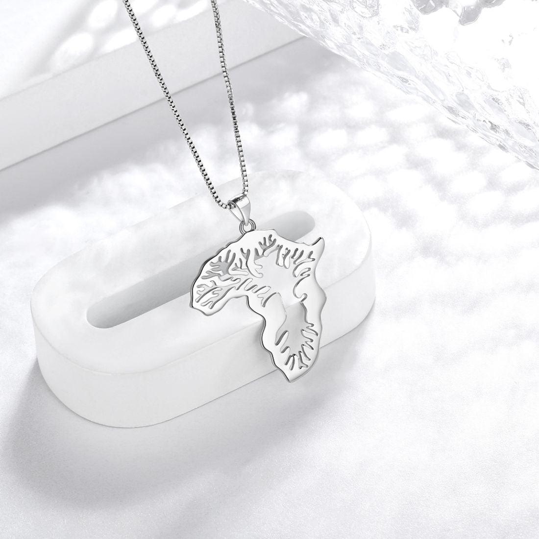 Tokyo Mart Halskette mit afrikanischer Karte, Anhänger, für Damen und Herren, Schmuck, Geschenk, 925 Sterlingsilber