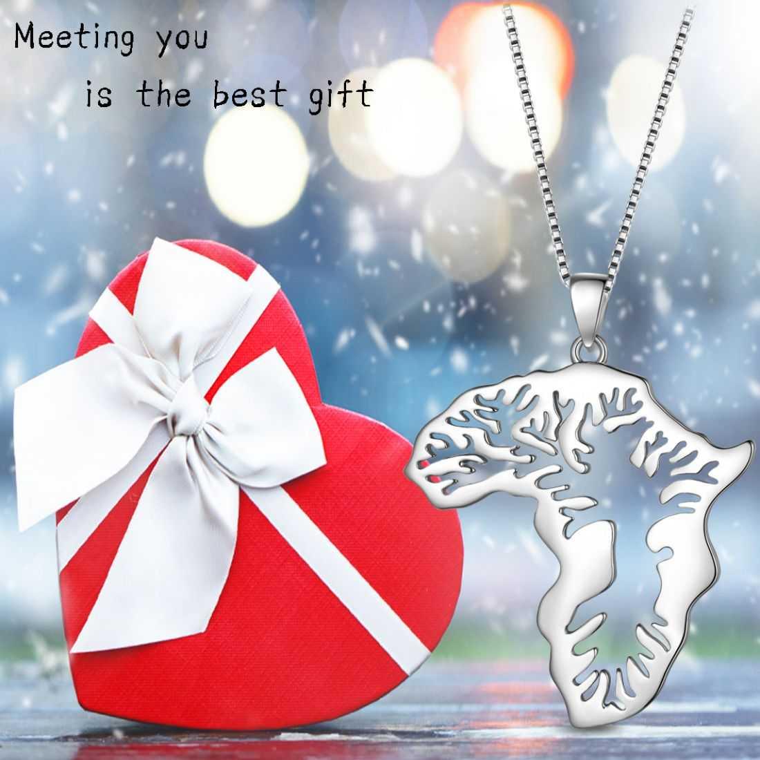 Tokyo Mart Halskette mit afrikanischer Karte, Anhänger, für Damen und Herren, Schmuck, Geschenk, 925 Sterlingsilber