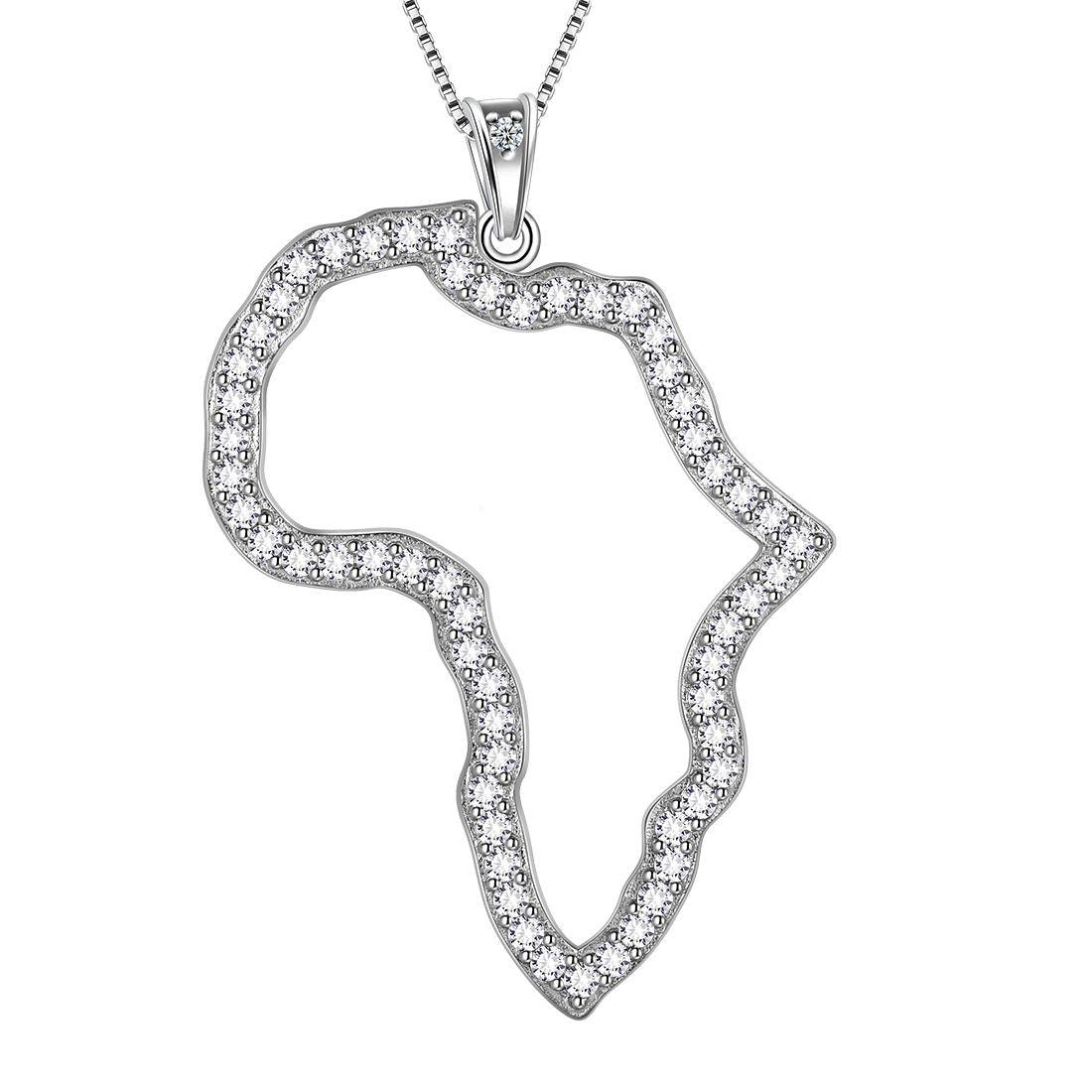 Tokyo Mart Halskette mit afrikanischer Karte, Anhänger, für Damen und Herren, Schmuck, Geschenk, 925 Sterlingsilber