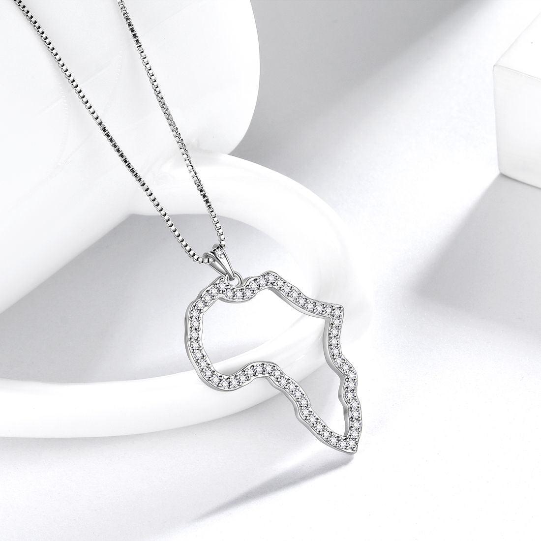 Tokyo Mart Halskette mit afrikanischer Karte, Anhänger, für Damen und Herren, Schmuck, Geschenk, 925 Sterlingsilber
