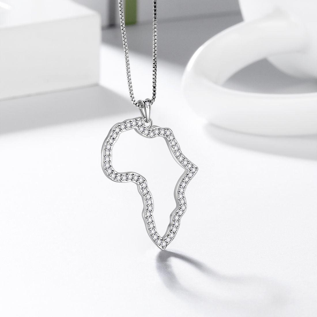 Tokyo Mart Halskette mit afrikanischer Karte, Anhänger, für Damen und Herren, Schmuck, Geschenk, 925 Sterlingsilber