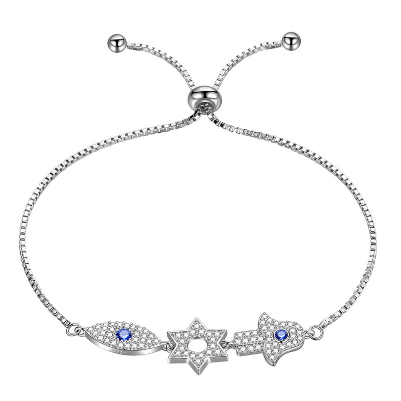 Tokyo Mart Star of David Evil Eye Hamsa Hand Bracelet Men Womens Jewelry 925 sterling silver