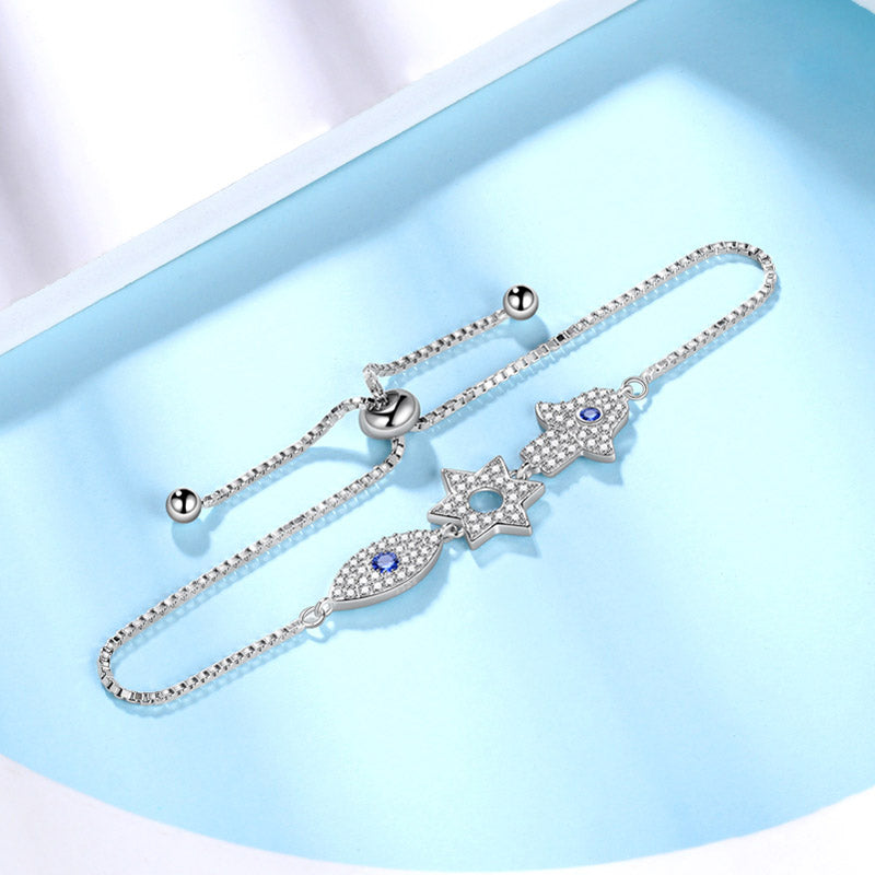 Tokyo Mart Star of David Evil Eye Hamsa Hand Bracelet Men Womens Jewelry 925 sterling silver