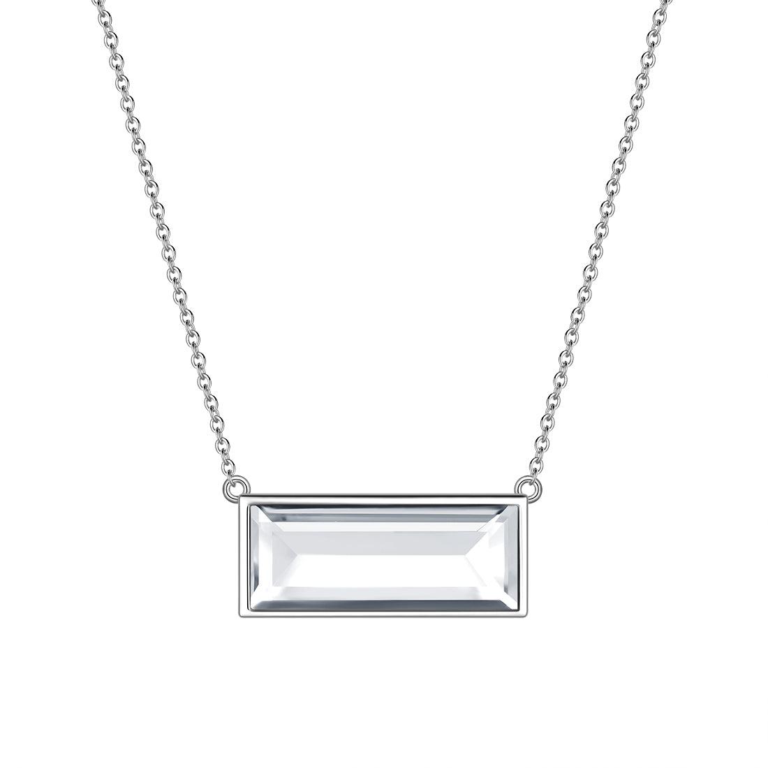 Tokyo Mart Bar Birthstone April Diamond Necklace Women Girls Jewelry Birthday Gift Sterling Silver