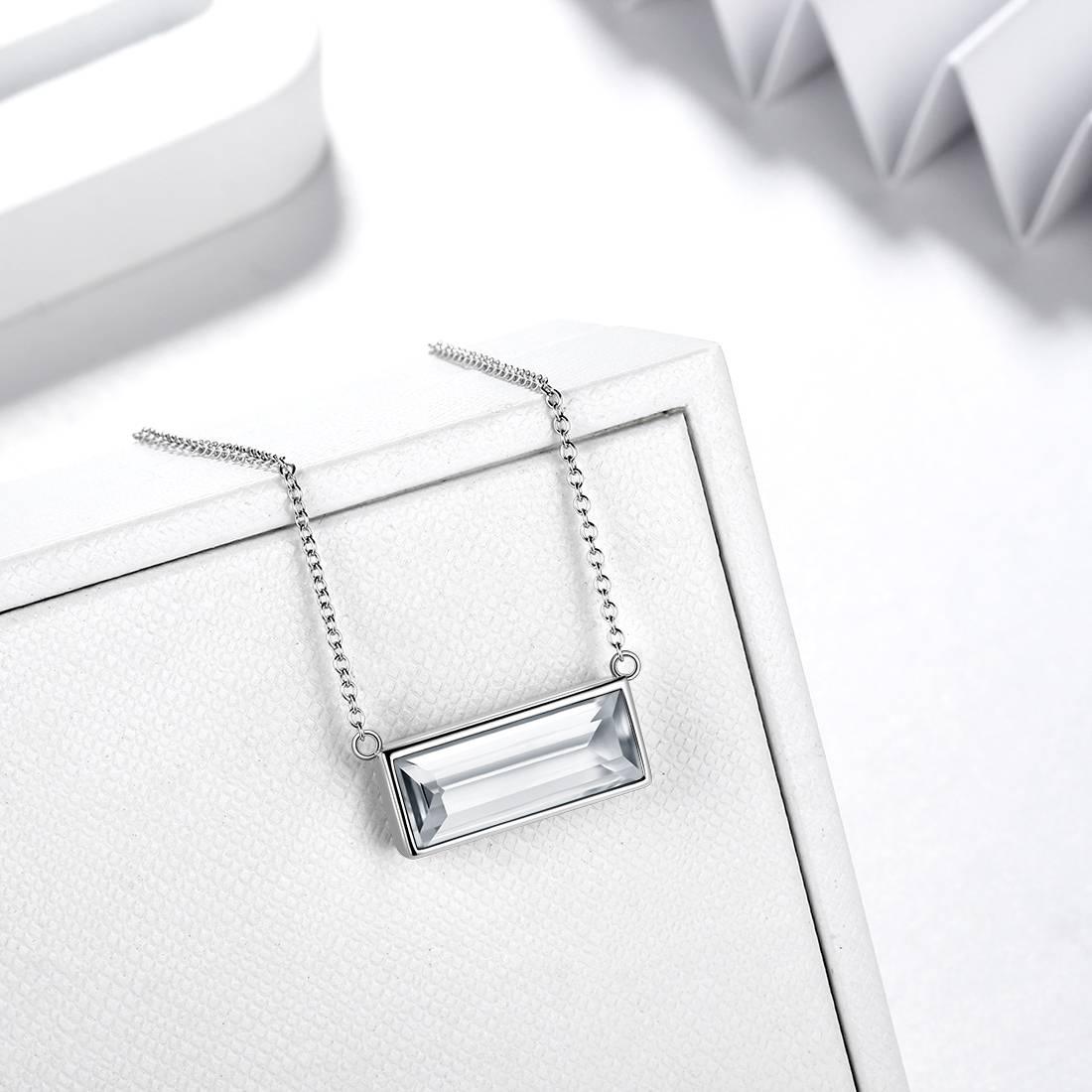 Tokyo Mart Bar Birthstone April Diamond Necklace Women Girls Jewelry Birthday Gift Sterling Silver