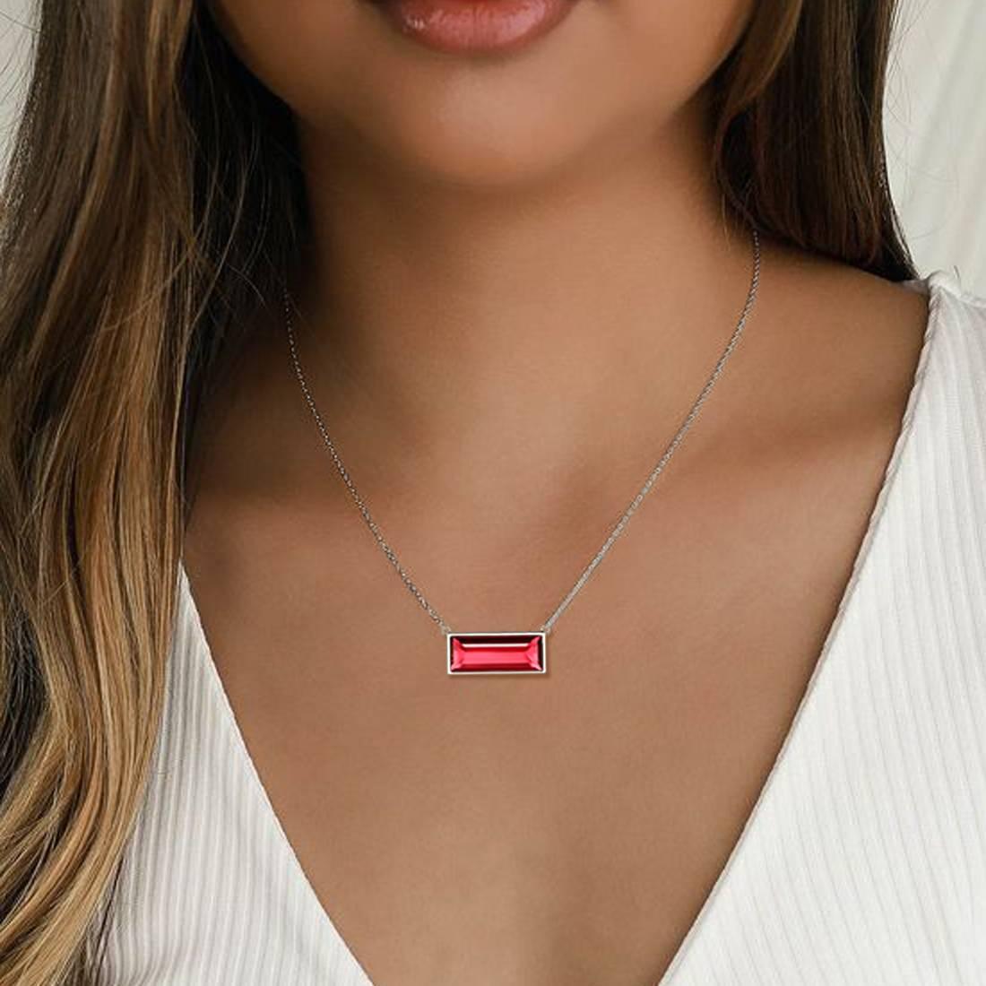 Tokyo Mart Bar Birthstone January Garnet Necklace Women Girls Jewelry Birthday Gift Sterling Silver