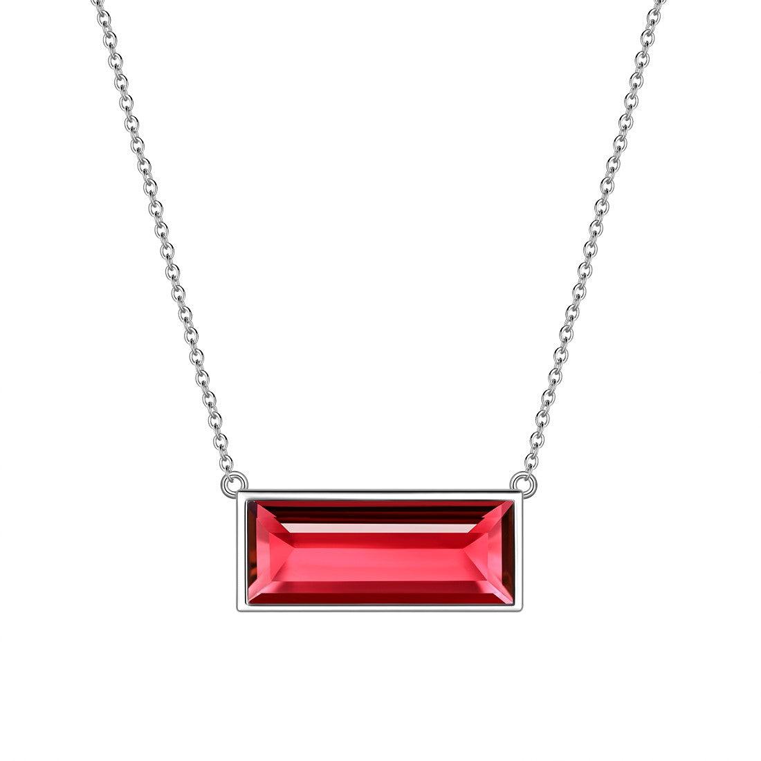 Tokyo Mart Bar Birthstone January Garnet Necklace Women Girls Jewelry Birthday Gift Sterling Silver