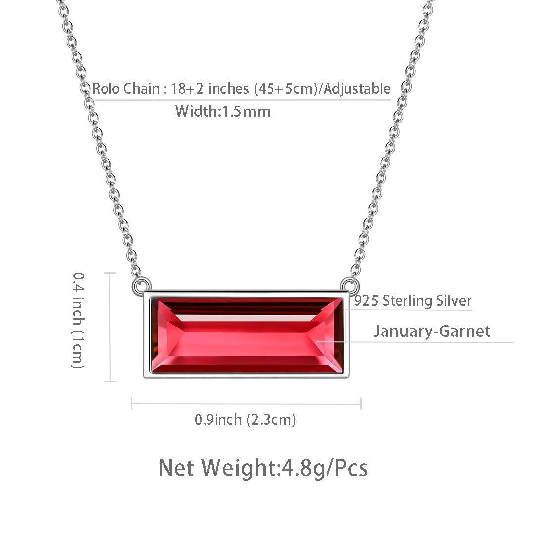 Tokyo Mart Bar Birthstone January Garnet Necklace Women Girls Jewelry Birthday Gift Sterling Silver