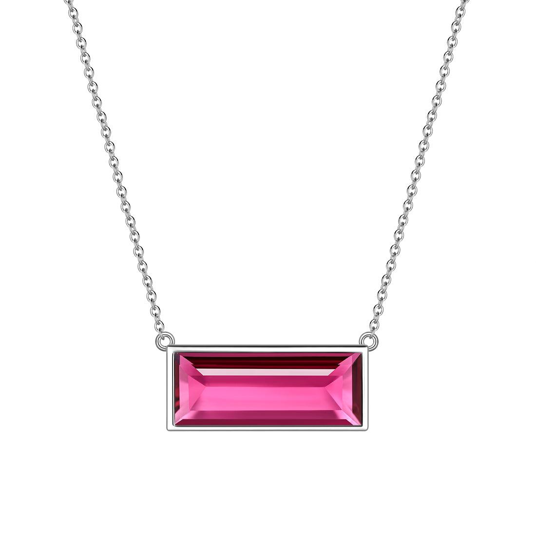 Tokyo Mart Bar Birthstone July Ruby Necklace Women Girls Jewelry Birthday Gift Sterling Silver