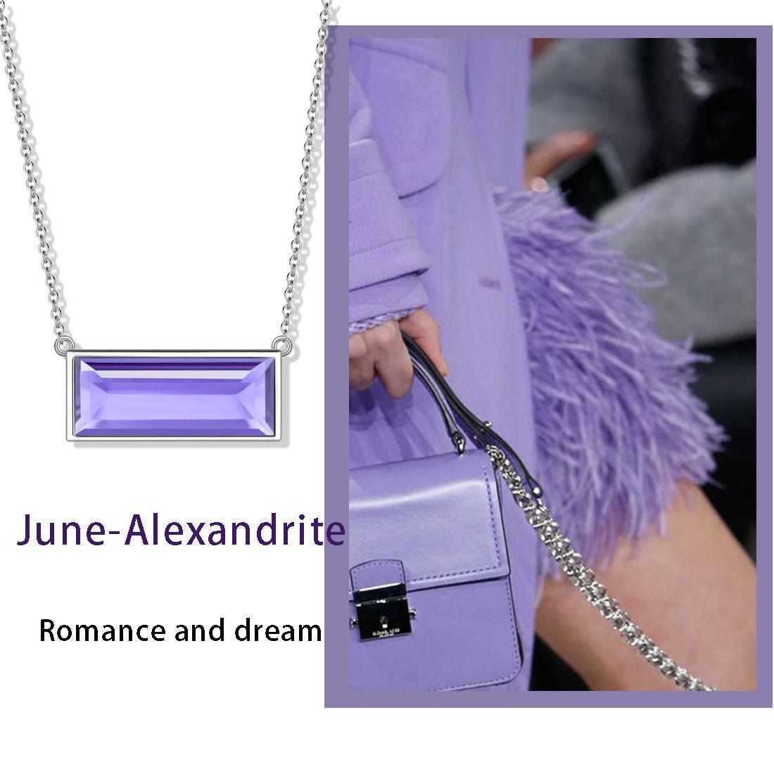 Tokyo Mart Bar Birthstone June Alexandrite Necklace Women Girls Jewelry Birthday Gift Sterling Silver