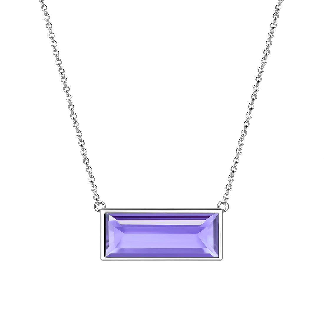 Tokyo Mart Bar Birthstone June Alexandrite Necklace Women Girls Jewelry Birthday Gift Sterling Silver