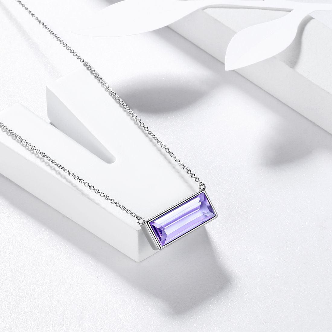 Tokyo Mart Bar Birthstone June Alexandrite Necklace Women Girls Jewelry Birthday Gift Sterling Silver