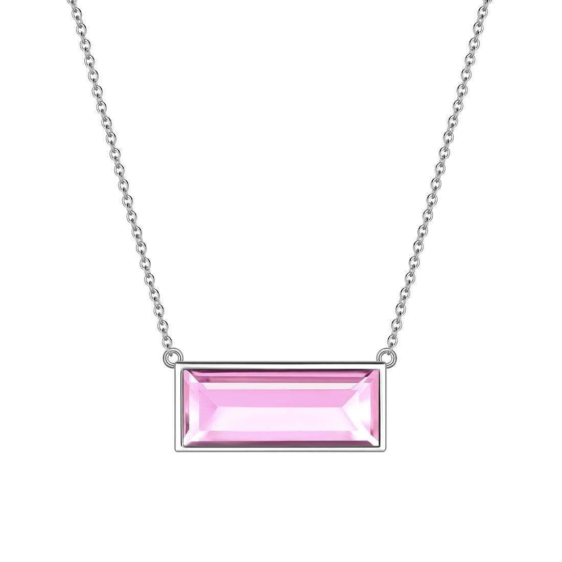 Tokyo Mart Bar Birthstone October Tourmaline Necklace Women Girls Jewelry Birthday Gift Sterling Silver