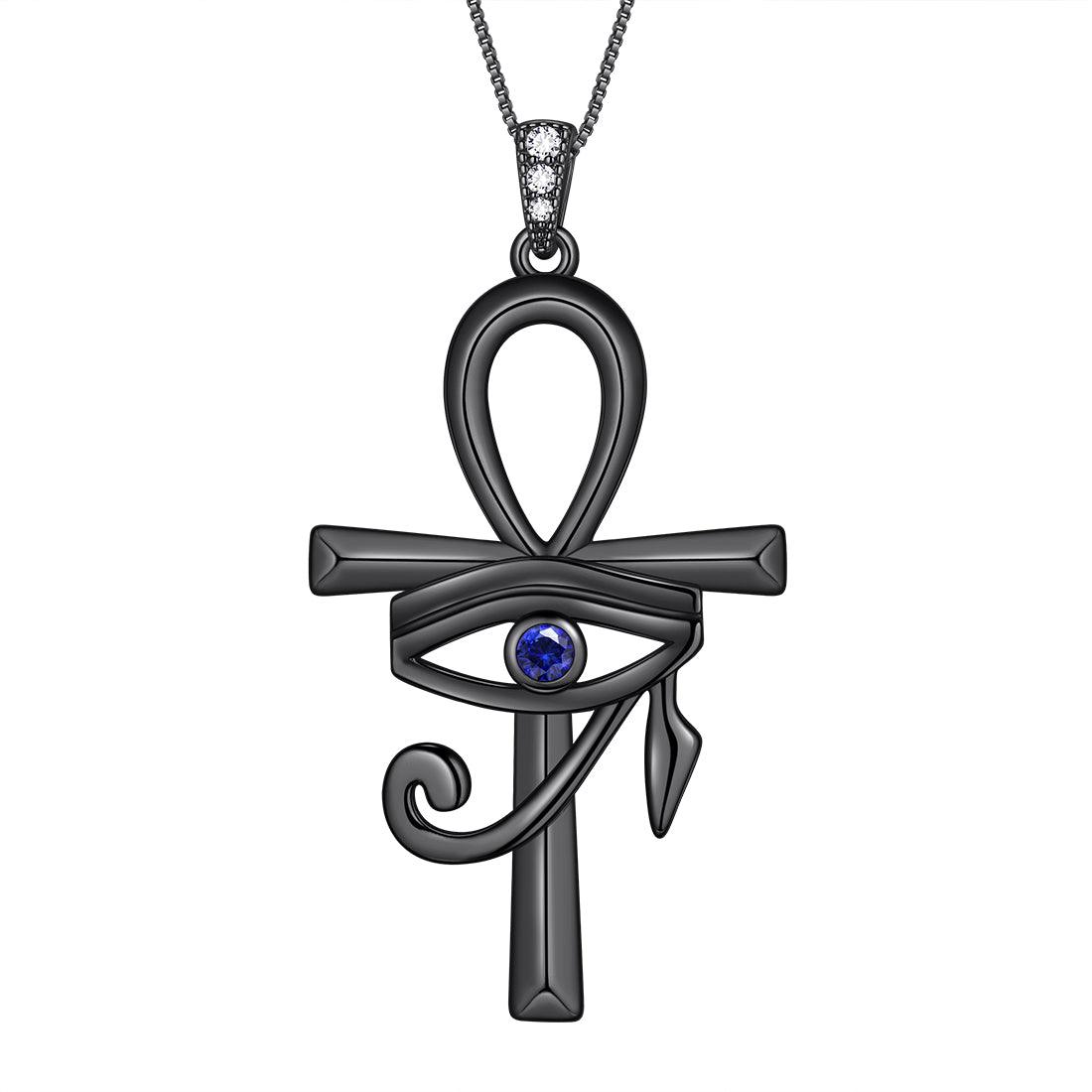 Tokyo Mart Ankh-Kreuz, blaues Auge des Horus, Halskette mit Anhänger, Damen, Herren, Schmuck, Geschenk