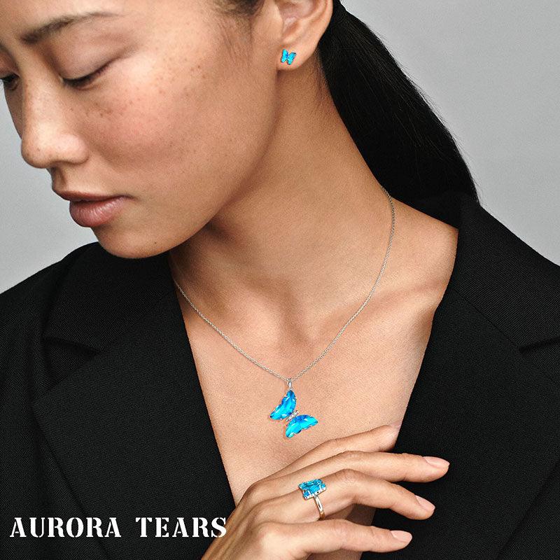 Tokyo Mart 925 Sterling Silver Butterfly Jewelry Set 4PCS Birthstone Crystal Women Jewelry Gifts